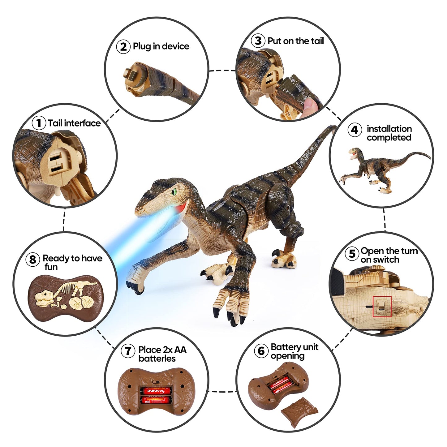 VELOCIRAPTOR ULTRA REALISTA - Dinosaurio a control remoto que camina y expulsa vapor 🦖🔥