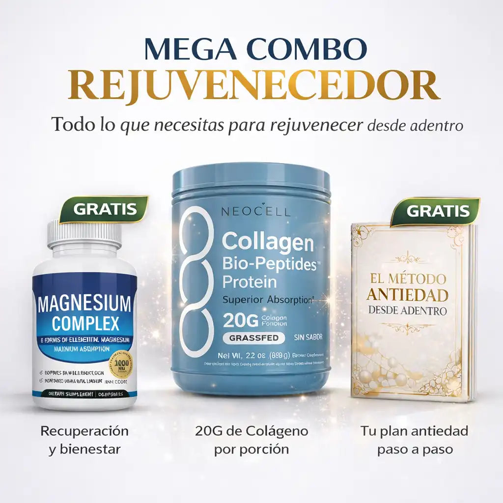 COMBO ANTIEDAD | Colágeno 5 en 1 + Magnesium Complex + Guía Gratis El Método Antiedad ✨