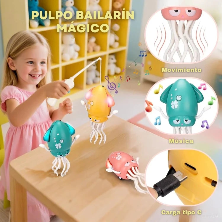 PULPO BAILARÍN MÁGICO - Juguete interactivo con luces, música y movimiento inteligente 👶🏻💡