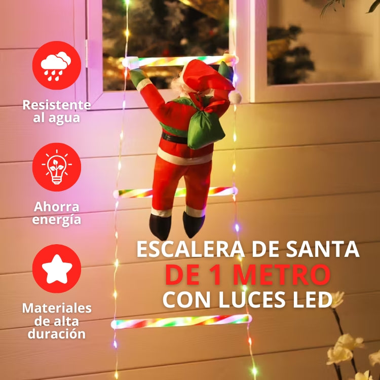 ESCALERA NAVIDEÑA LED DE 1 METRO + PAPÁ NOEL DE 30CM
