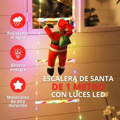 ESCALERA NAVIDEÑA LED DE 1 METRO + PAPÁ NOEL DE 30CM