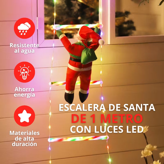 ESCALERA NAVIDEÑA LED DE 1 METRO + PAPÁ NOEL DE 30CM