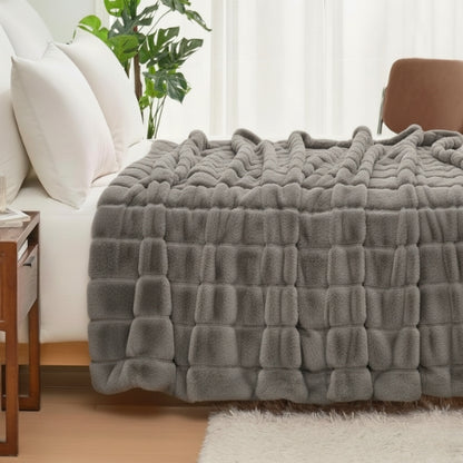 COLCHA QUEEN PIEL DE CONEJO - Paga 1 y lleva 2 colchas ultra suaves